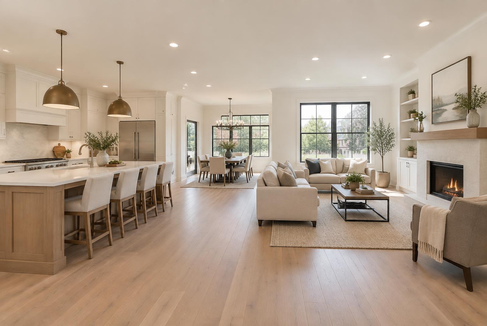 Open concept main floor after a whole-home remodel in Omaha by ELM Home Services